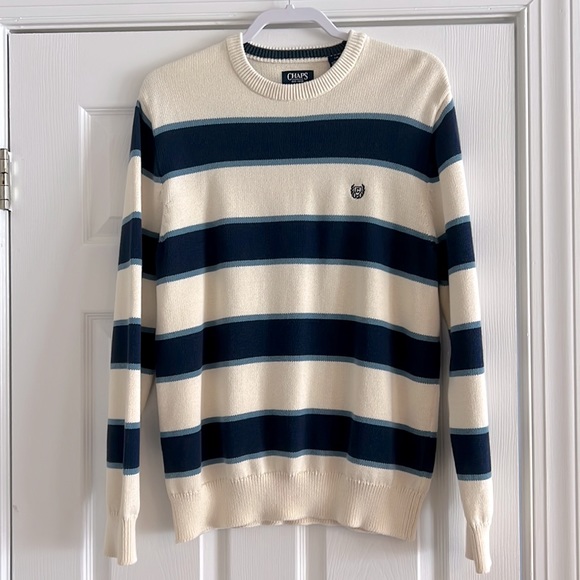 Men’s Chaps Crewneck Striped Sweater - L - Picture 1 of 4